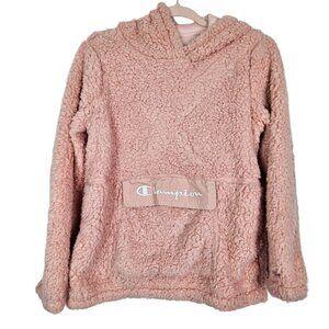 Champion Super Soft Pink Teddy Fleece Pullover Hoodie M